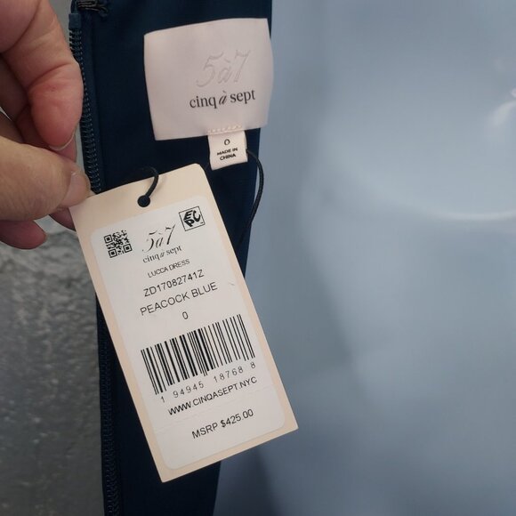 Cinq à Sept Formal Maxi Dress Women's Sz 0 Blue Lucca Cap Sleeve V-Neck Gown NEW - Picture 16 of 16